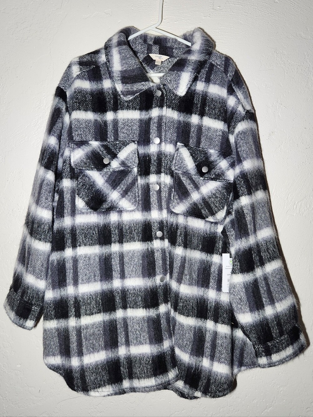NWT Terra & Sky Women's Plus Size 4X Brushed Plaid Button Down Shacket